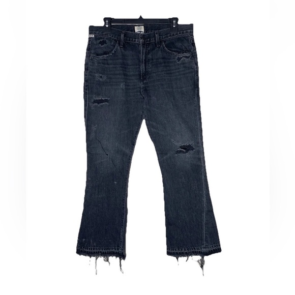 Citizens Of Humanity Sasha Twist Crop Flare Low Slung Sz 27 Black Hawk Wide Leg - Picture 5 of 16